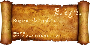 Regius Árpád névjegykártya