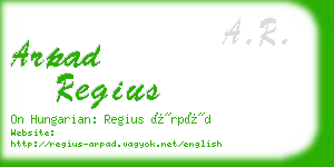 arpad regius business card